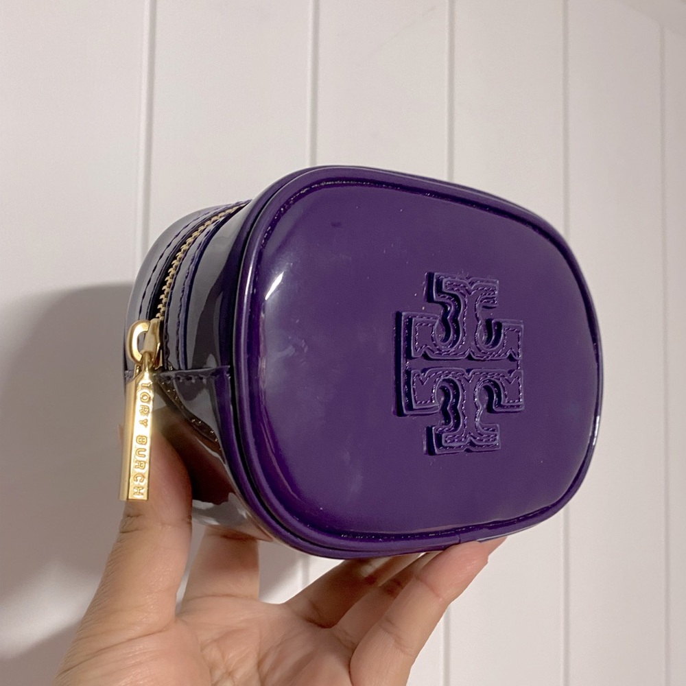 Tory Burch purple small make up bag